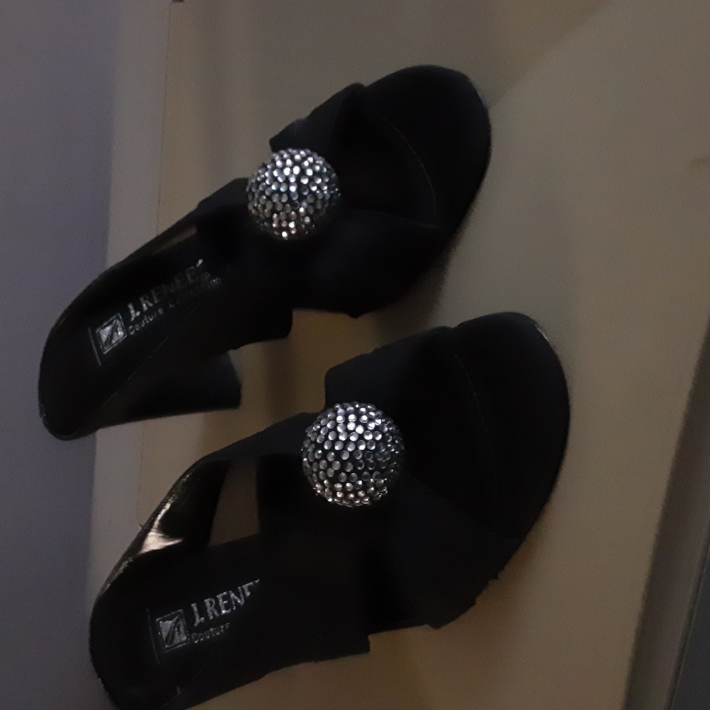 J. Renee couture collection black slip on,heels sandals size 6.5.